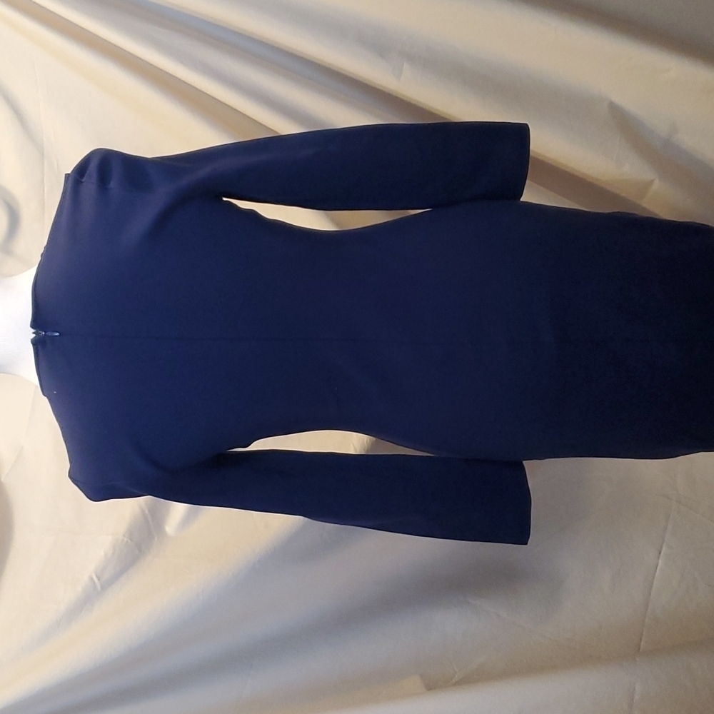 Sabie Navy Blue V-Neck Ruffle Dress SZ MD - Picture 6 of 9